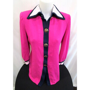 St. John Collection Fuschia Pink Cardigan Sweater Women Sz 4